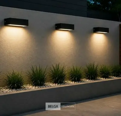 6 x LED Buiten Wandlamp – 9W – 4200K Neutraal Wit - Zwart – IP65 – ANDIZ – kavel bij Belga Veilingen