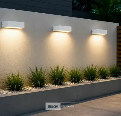 6 x LED Buiten Wandlamp – 9W – 4200K Neutraal Wit - Wit – IP65 – ANDIZ – kavel bij Belga Veilingen