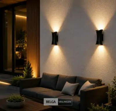 4 x LED Buiten Wandlamp – 10W – 4200K Neutraal Wit - Zwart – IP65 – MARVEL-10 – kavel bij Belga Veilingen