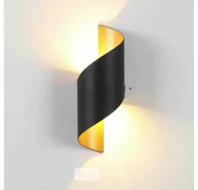 4 x LED Wandlamp – 6W – 3500K Neutraal Wit – IP54 – Zwart/Goud – SW-34 – kavel bij Belga Veilingen