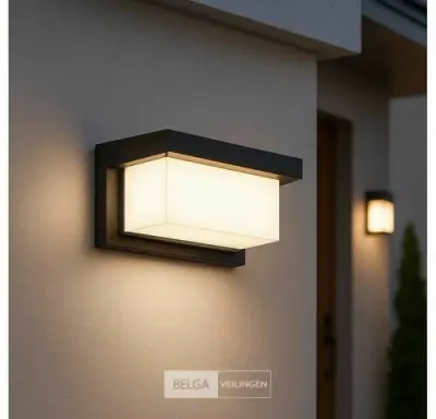 4 x LED Wandlamp – 12W – 3500K Neutraal Wit – IP54 – Zwart – SAW-02 – kavel bij Belga Veilingen