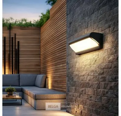 4 x LED Wandlamp – 12W – 3500K Neutraal Wit – IP54 – Zwart – SAW-05 – kavel bij Belga Veilingen