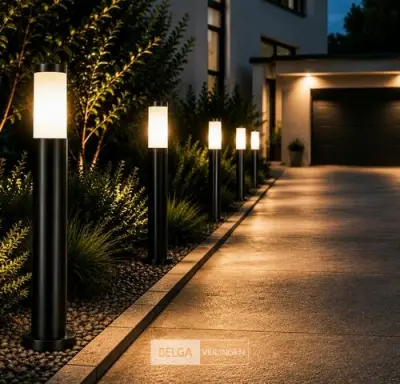 4 x LED Tuinlamp – E27 – IP44 – Zwart – 80cm – Buitenverlichting – KAVAK-5 – kavel bij Belga Veilingen