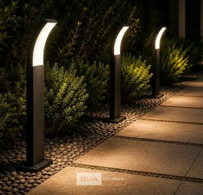 4 x LED Buiten Sokkel Lamp – 12W – 4200K Neutraal Wit - Zwart – IP65 – PRESTIGE-3 – kavel bij Belga Veilingen