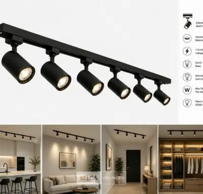 2 x 1-Fase Railverlichting Set – 2 Meter – Zwart – Inclusief 6 x GU10 Railspots – kavel bij Belga Veilingen