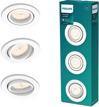 Philips Enneper inbouwspot - 3-lichts - wit - rond – kavel bij GSD Auctions, Zoeterwoude