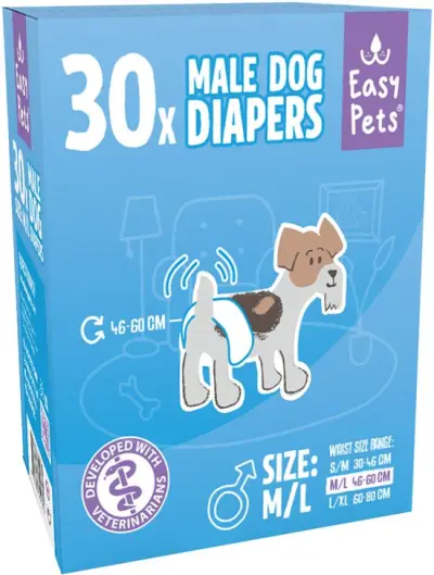 Easypets Dog Diapers Male -Hondenluiers Reu -M/L -30 stuks – kavel bij GSD Auctions, Zoeterwoude