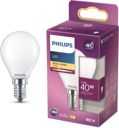Philips LED lamp - Kogellamp met E14 fitting - Warmwit licht – kavel bij GSD Auctions, Zoeterwoude