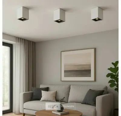 10 x Downlight Fitting – Opbouwarmatuur – GU10 – Vierkant – Wit/Bruin – kavel bij Belga Veilingen
