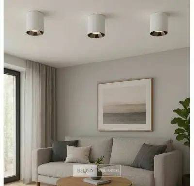 10 x Downlight Fitting – Opbouwarmatuur – GU10 – Vierkant – Wit/Chroom – kavel bij Belga Veilingen