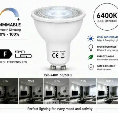 50 x LED Spot GU10 – 6W – Dimbaar – 6400K Koud Wit – IP20 – kavel bij Belga Veilingen