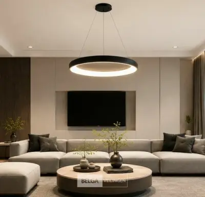 LED Ring Hanglamp 30W – 4000K Neutraal Wit - Zwart – IP20 – ESSENCE-30 – kavel bij Belga Veilingen