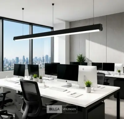 2 x LED Linear Hanglamp 40W – 3CCT Instelbaar - Zwart – AVENUE 3CCT – kavel bij Belga Veilingen