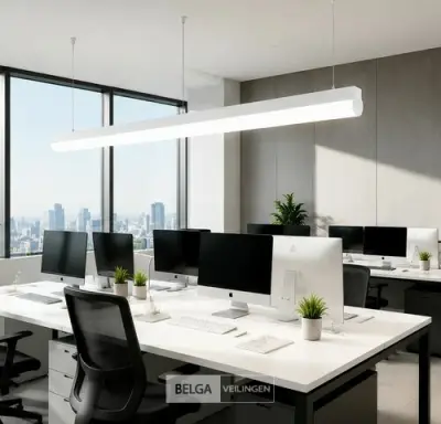 2 x LED Linear Hanglamp 40W – 3CCT Instelbaar - Wit – AVENUE 3CCT – kavel bij Belga Veilingen