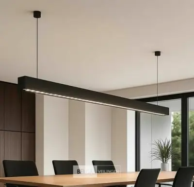 2 x LED Lineaire Hanglamp – 35W – 120cm – IP20 – Zwart – Inclusief Montageset – kavel bij Belga Veilingen