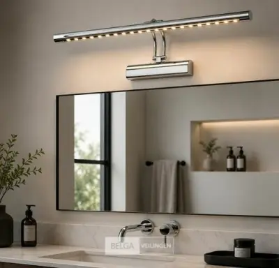 2 x LED Spiegel / Schilderijlamp 4W – 4200K Neutraal Wit - Chroom – IP45 – FLAMINGO-4 – kavel bij Belga Veilingen