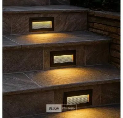 6 x LED Trapverlichting – 6W – 3000K Warm Wit – IP65 – Rechthoekig – LY05 – kavel bij Belga Veilingen