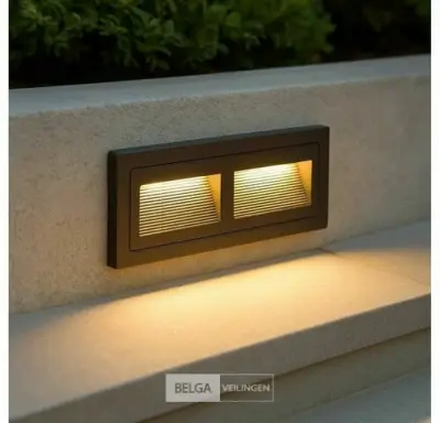 6 x LED Trapverlichting – 3W – 3000K Warm Wit – IP65 – Rechthoekig – LY06 – kavel bij Belga Veilingen
