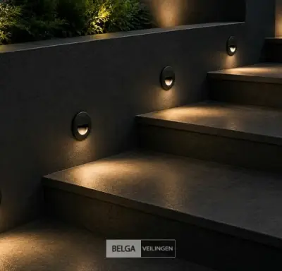 6 x LED Trapverlichting 3W – 3000K Warm Wit - Rond – Zwart – IP54 – ICON-R – kavel bij Belga Veilingen