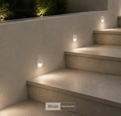 6 x LED Trapverlichting 3W – 3000K Warm Wit - Rond – Wit – IP54 – ICON-R – kavel bij Belga Veilingen