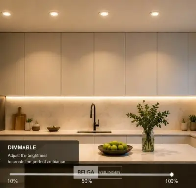 25 x LED Downlight – 7W – Draaibaar – Dimbaar – 3000K warm – Zilver – kavel bij Belga Veilingen