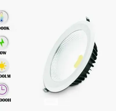 10 x LED Downlight – 30W – 6500K Koud Wit – COB – IP20 – kavel bij Belga Veilingen