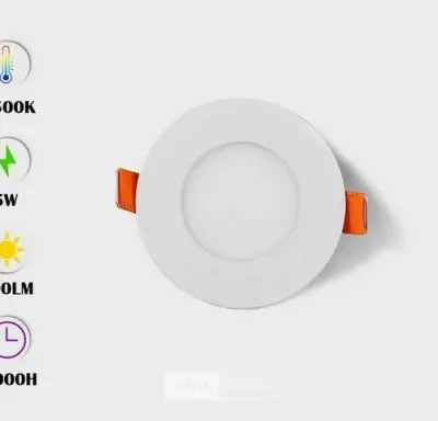 25 x LED Paneel – Rond Inbouw – 5W – 6500K Koud Wit – IP20 – kavel bij Belga Veilingen