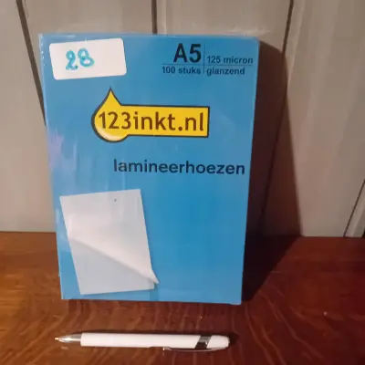 100 stuks lamineerhoezen op A5-formaat, glanzend, 125 micron, merk 123inkt.nl (Lot: 28) – kavel bij Goeiendeal, Lommel