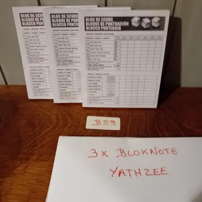 3 stuks scoreblokken / blocnote voor het gezelschapsspel Yahtzee (Lot: B 59) – kavel bij Goeiendeal, Lommel
