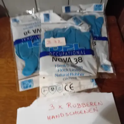 3 stuks werkhandschoenen / huishoudhandschoenen in de kleur blauw, model Occupational Nova 38, merk DPL (Lot: B 72) – kavel bij Goeiendeal, Lommel