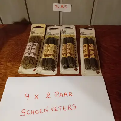 4 sets van 2 paar bruine schoenveters met lengtes van 120 cm, merk Hello Yello (Lot: B 95) – kavel bij Goeiendeal, Lommel