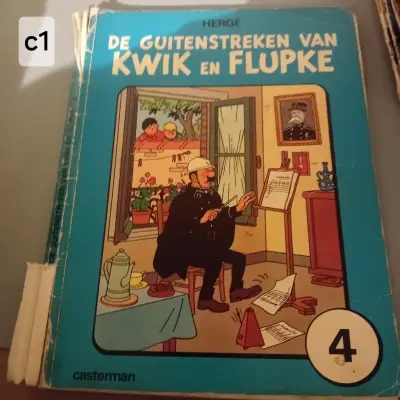 Stripalbum "De guitenstreken van Kwik en Flupke" deel 4, auteur Hergé, uitgeverij Casterman (Lot: c1) – kavel bij Goeiendeal, Lommel