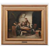 Hermann Werner (1816-1905), Een discussie over de Talmoed, gesigneerd (linksonder), olieverf op paneel, 27 x 31 cm – kavel bij Medusa Auctioneers