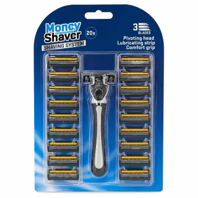 Ca. 48x Scheermes Set 20-delig Moneyshaver, Heren, blauw – kavel bij Onlineveilingmeester