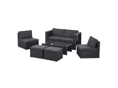 Polyrotan Loungeset / Tuinset Salou - Zwart – kavel bij XL Auctions