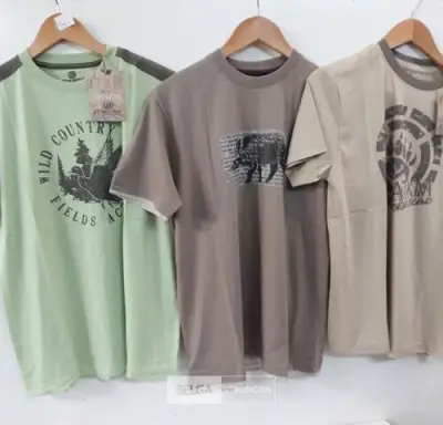 3 x T-shirt groen/beige/bruin M – kavel bij Belga Veilingen, Oudsbergen