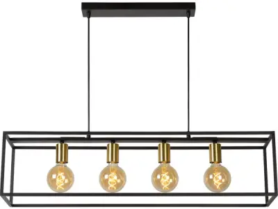 Lucide RUBEN - Hanglamp - 4xE27 - Zwart – kavel bij XL Auctions