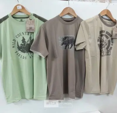 3 x T-shirt groen/beige/bruin XXL – kavel bij Belga Veilingen, Oudsbergen