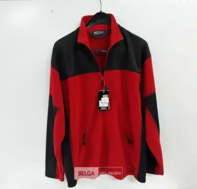 1 x Fleece trui lange rits rood/zwart L – kavel bij Belga Veilingen, Oudsbergen
