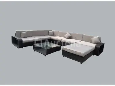 Loungeset GARDA | 8-delig | Wicker | Donkerbruin + grijs – kavel bij Auctelia, Tholen
