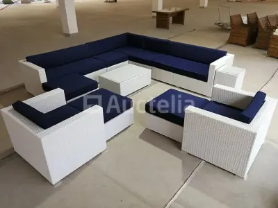 Loungeset HAVANA | 12-delig | Wicker | Wit – kavel bij Auctelia, Tholen