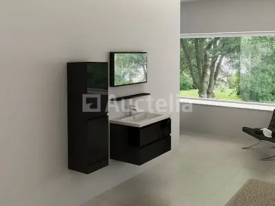 1-persoons badkamermeubel 60 cm hoogglans zwart - Incl. kraan – kavel bij Auctelia, Tholen
