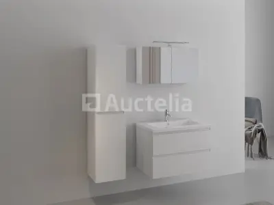 1-persoons badkamermeubel 80 cm hoogglans wit - Incl. kraan – kavel bij Auctelia, Tholen