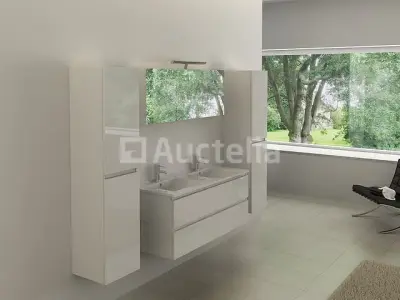 2-persoons badkamermeubel 120 cm hoogglans wit - Incl. kranen – kavel bij Auctelia, Tholen