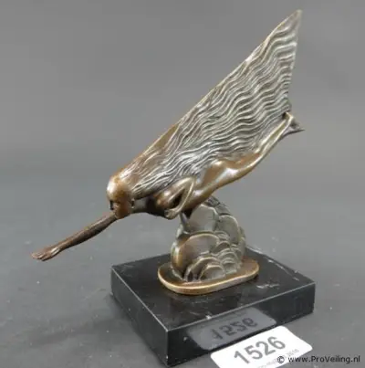 Art Deco-bronzen sculptuur genaamd 'La Comète' (De Komeet), naar het ontworpen werk van de Franse kunstenaar Maurice Guiraud-Rivière – kavel bij ProVeiling