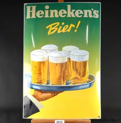Vintage Heineken's Bier emaille reclamebord – kavel bij ProVeiling, Wageningen