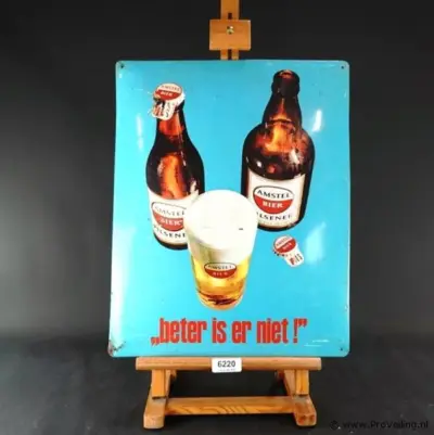 Vintage Amstel Bier reclamebord – kavel bij ProVeiling, Wageningen