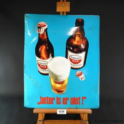 Vintage metalen reclamebord van Amstel Bier – kavel bij ProVeiling, Wageningen