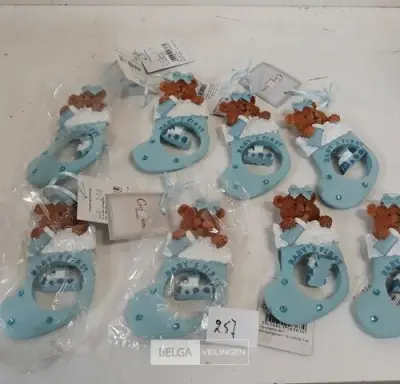8 x Baby's first christmas kerstsok met beer + deco 11 cm – kavel bij Belga Veilingen, Oudsbergen