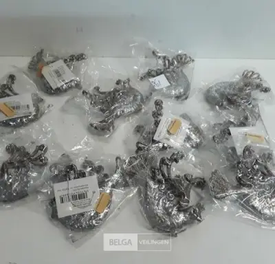 12 x Hangdeco vogel zilverglitter 11 cm – kavel bij Belga Veilingen, Oudsbergen